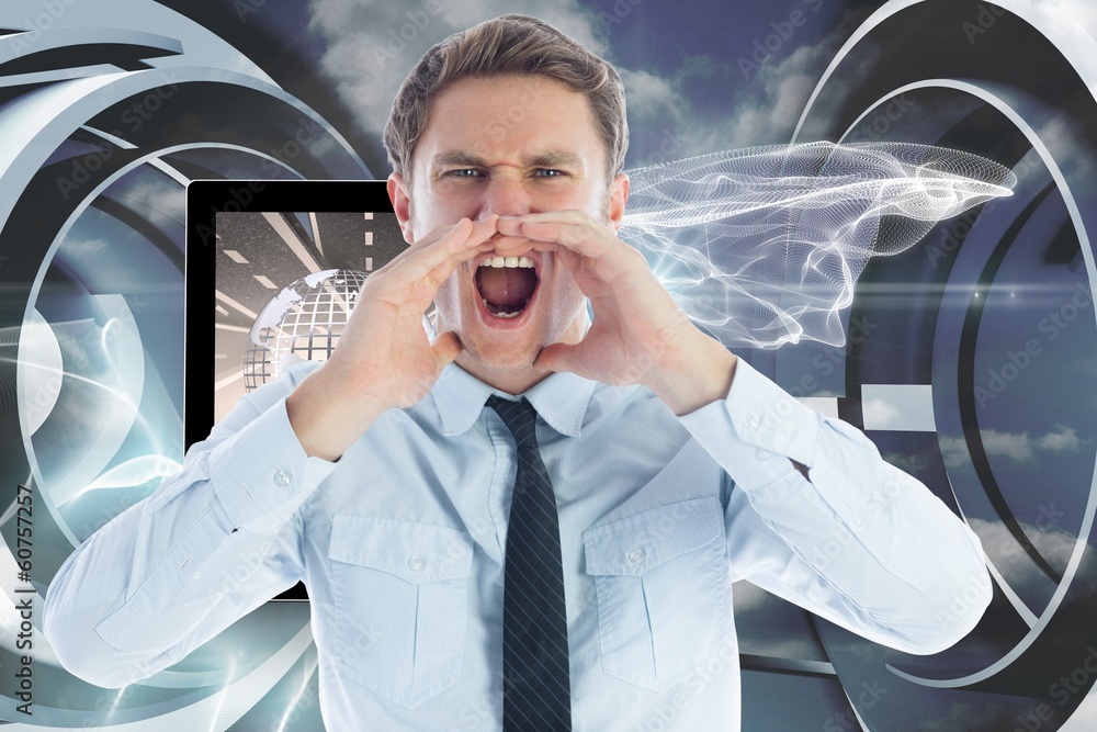 Poster composite image of angry businessman shouting