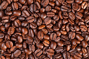 Roasted coffee beans.