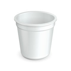 Opened White Cup Tub Food Plastic Container For Dessert