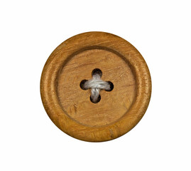 wooden button on the white background