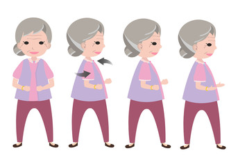 Exercising old woman with twisting posture