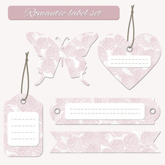 Romantic floral label tags set.