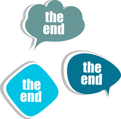 the end words on modern banner design template. stickers, labels