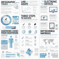 Big set of infographic elements blue business vector