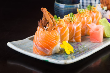 japanese cuisine. sushi on the background