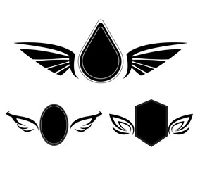 Vector black shield icons set on white background