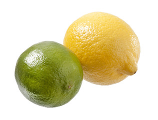 ripe, fresh lemon and lime isolated on white background