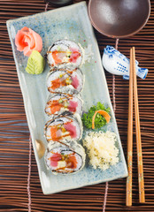 japanese cuisine. sushi on the background