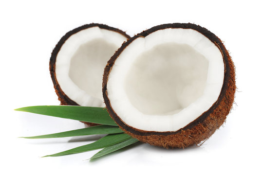 Coconuts with leaves