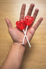 Red heart lollipops
