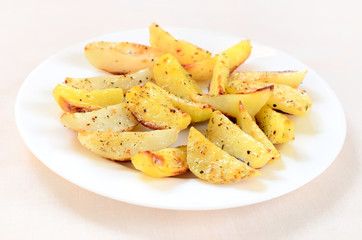 Fried potato wedges