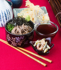japanese cuisine. udon on the background