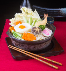 japanese cuisine. udon on the background