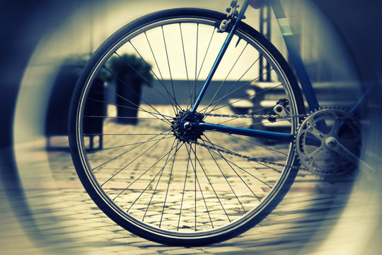 Blurred Wheel Of A Vintage Bike