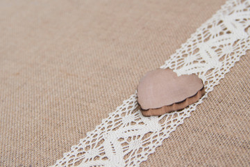 Shabby rustic background with wooden heart