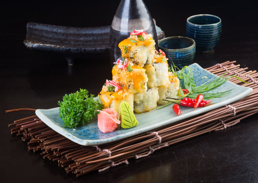 japanese cuisine. sushi on the background