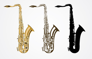 Classical saxophone vector - obrazy, fototapety, plakaty