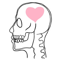 vector illustration with skull and heart. sketch