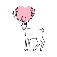 Fototapeta na wymiar vector sketch. Deer with heart