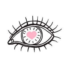 Eye with heart. sketch
