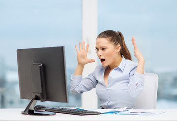 stressed woman with computer