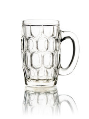 empty glass mug of beer isolated on white