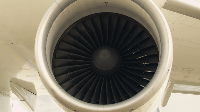 HD Jet engine of an airplane.