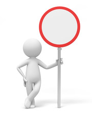 3d people holding a empty road sign