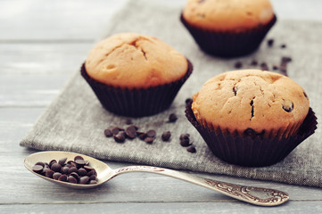 Muffins with chocolate drops