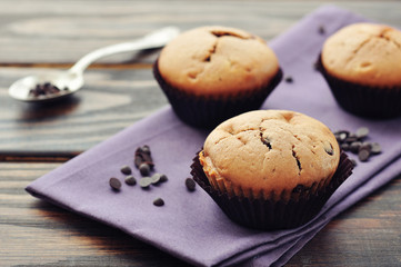 Muffins with chocolate drops