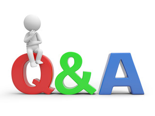 3D people with a Q&A sign