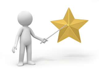 A 3d  people point a gold star