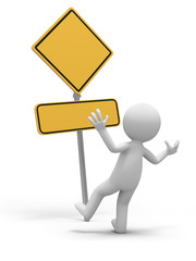 A 3d people standing in front of a brand in surprise