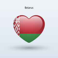 Love Belarus symbol. Heart flag icon.