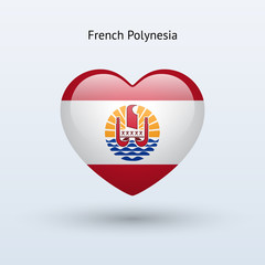 Love French Polynesia symbol. Heart flag icon.