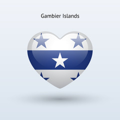 Love Gambier Islands symbol. Heart flag icon.