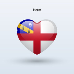 Love Herm symbol. Heart flag icon.