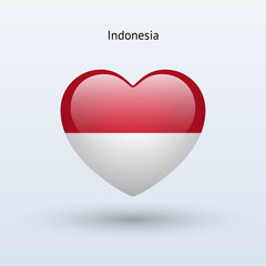 Love Indonesia symbol. Heart flag icon.