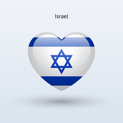 Love Israel symbol. Heart flag icon.