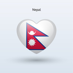 Obraz premium Love Nepal symbol. Heart flag icon.