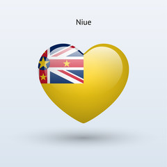 Love Niue symbol. Heart flag icon.