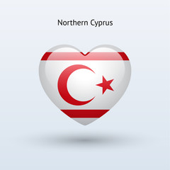 Love Northern Cyprus symbol. Heart flag icon.