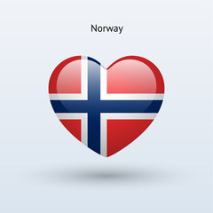 Love Norway symbol. Heart flag icon.