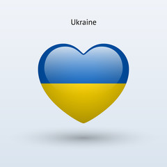 Love Ukraine symbol. Heart flag icon.