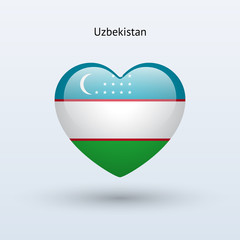 Love Uzbekistan symbol. Heart flag icon.