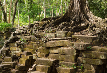 Ruins of the ancient temple near Angkor Wat