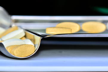 pills in pill counting tray