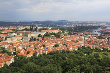 Fototapeta na wymiar Saint Vitus Cathedral and Prague Castle. View from Petrin Lookou
