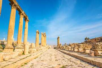 Cardo maximus in the ancient Jordanian city of Gerasa, Jordan