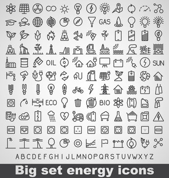 Energy and resource icon set